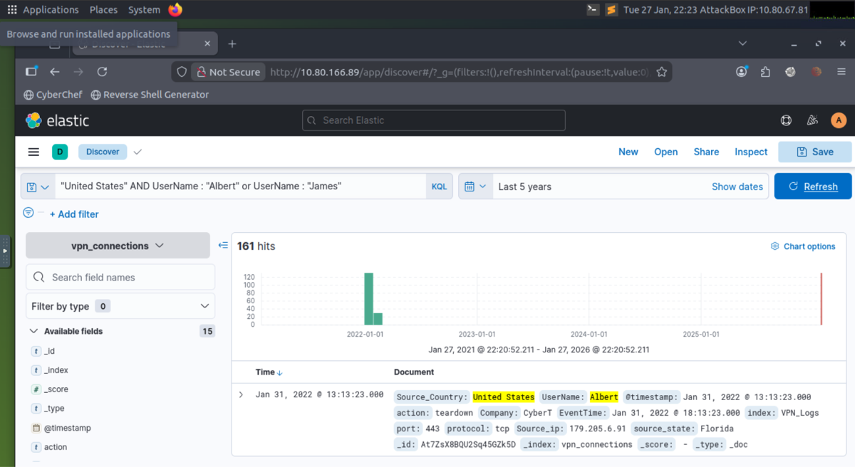KQL Query Example - United States and Users James or Albert