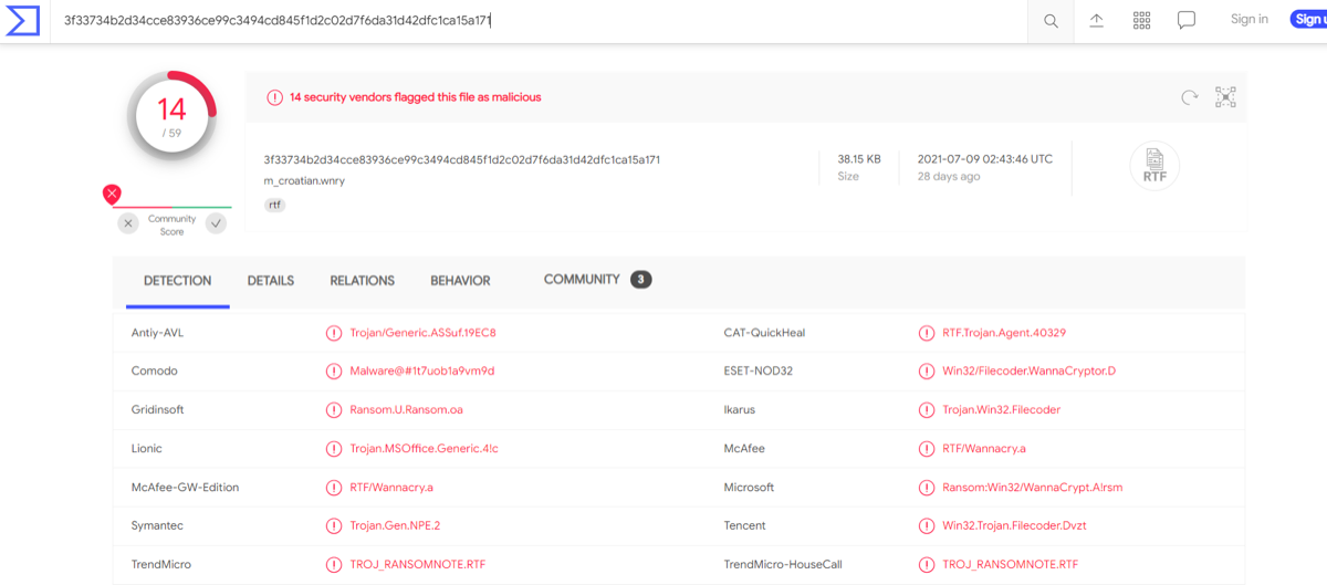 VirusTotal Hash Lookup Tool