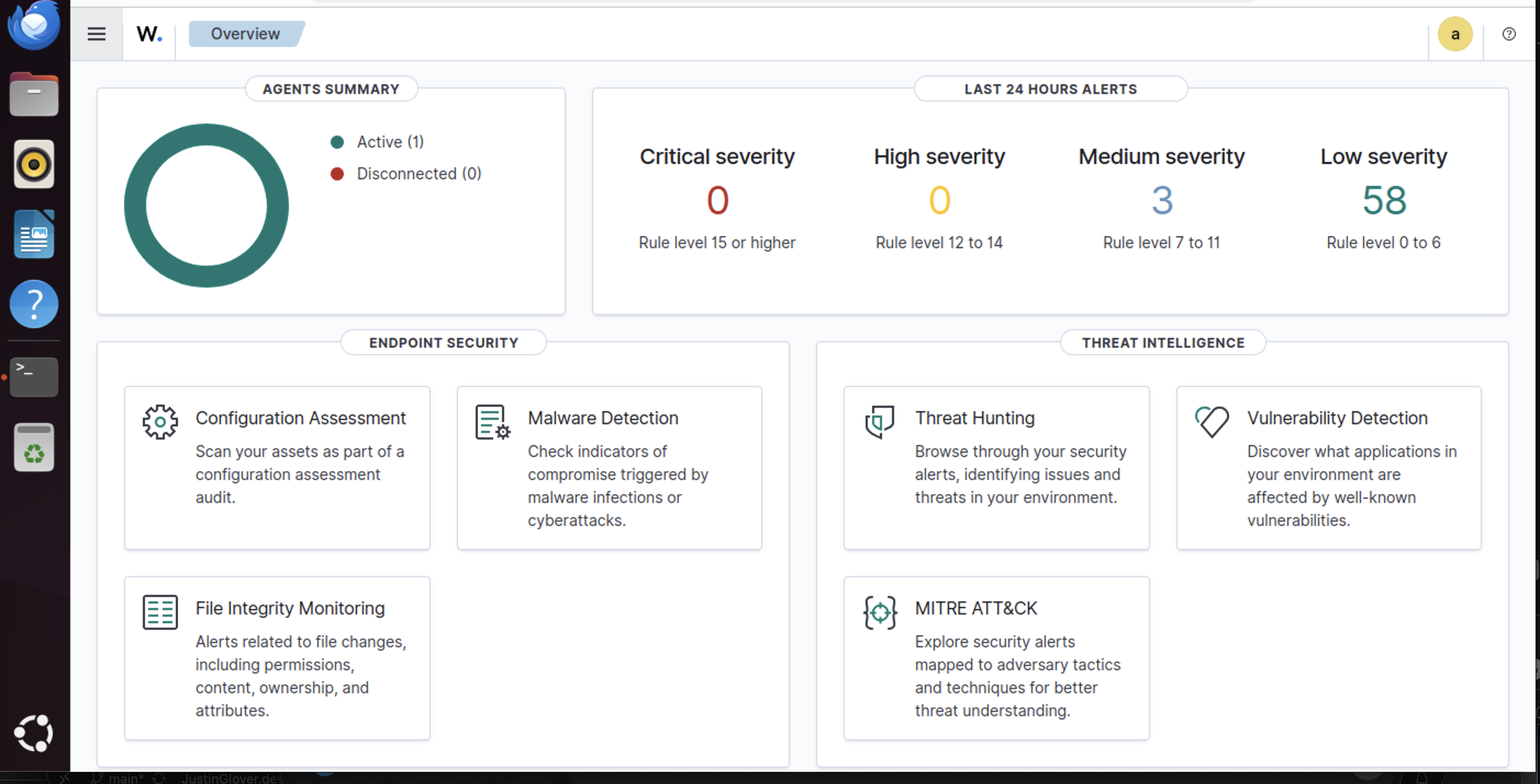Wazuh SIEM dashboard